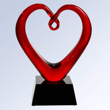 art glass, art glass crystal awards, custom crystal awards, custom awards, abstract awards, glass art, heart award, glass heart, crystal heart
